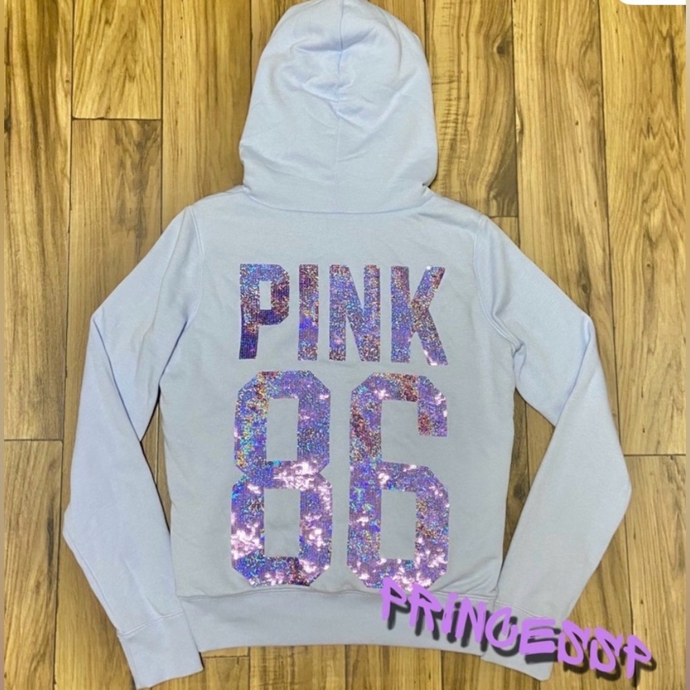 PINK VS LIMITED EDITION FUR LINED BLING HOODIE (M)
